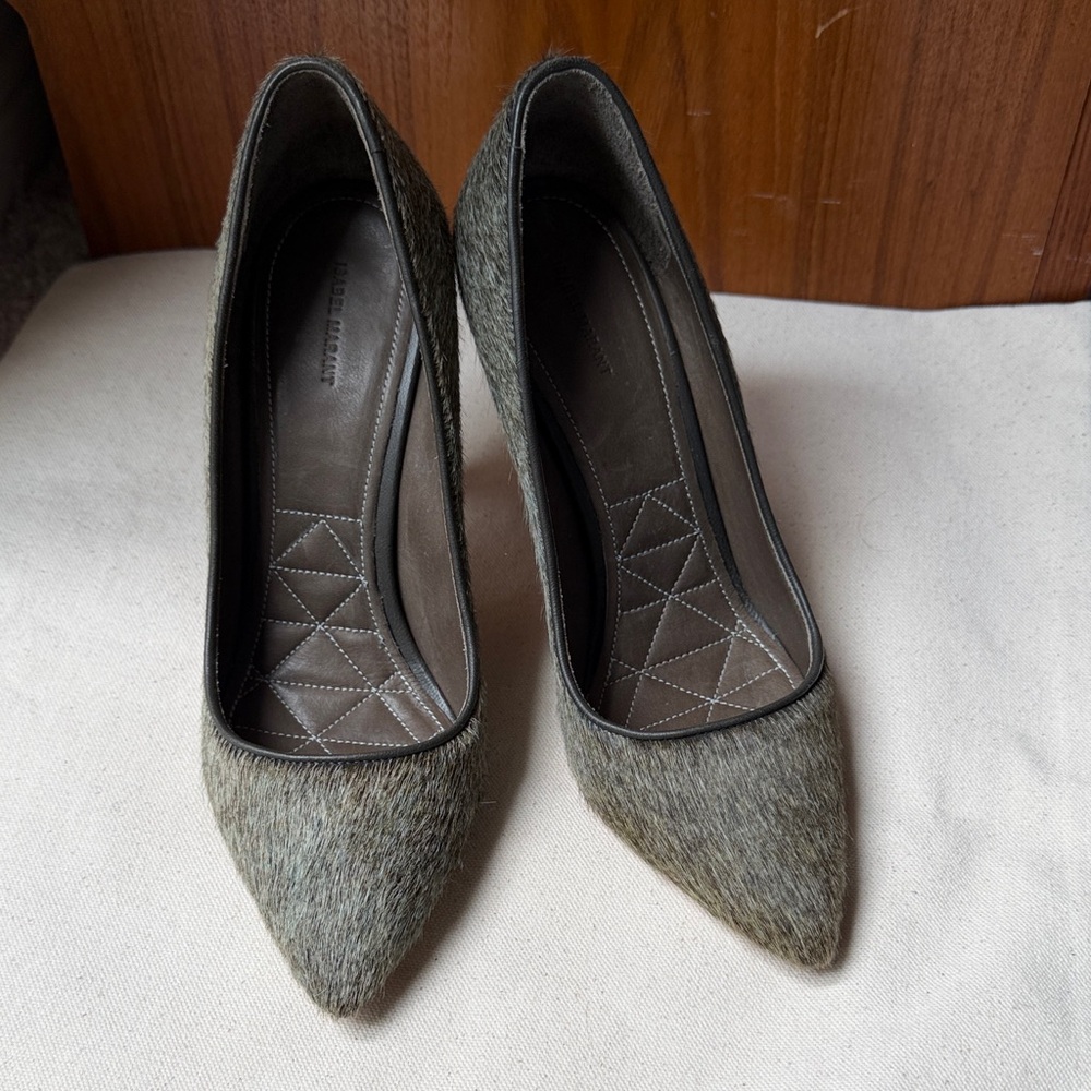 Isabel Marant Classic Pointed-Toe Women's Pumps in Olive Gray sz 37
